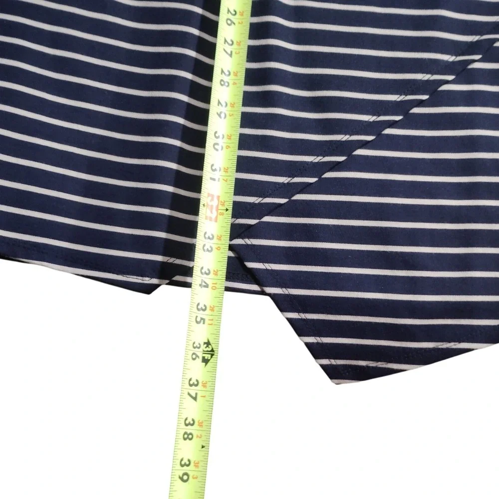 IRIS Navy White Striped Asymmetrical Hem Short Sleeve T-Shirt Dress Size XL - Picture 10 of 10